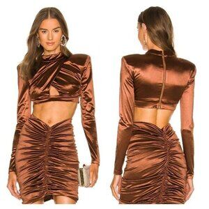 Michael Costello x REVOLVE Crosby Crop Top and Mini Skirt - Brown